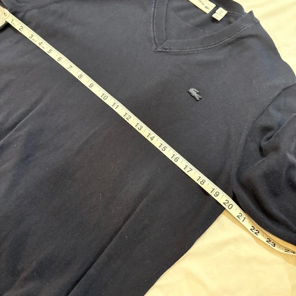 Lacoste Mens Navy Blue V-Neck Cotton‎ Sweater Elbow Patches AH7894 Size L FR 5